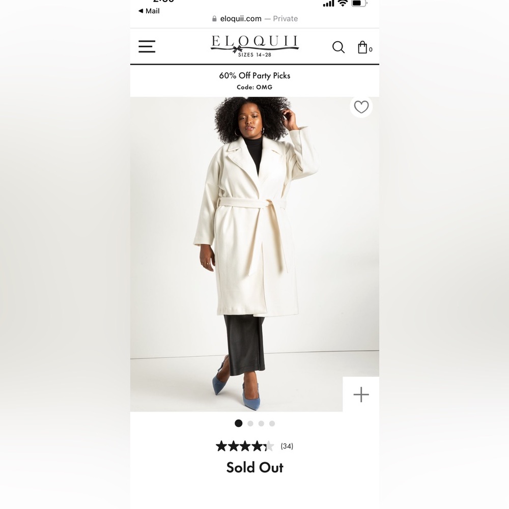 Eloquii ivory Relaxed Robe Coat NWT